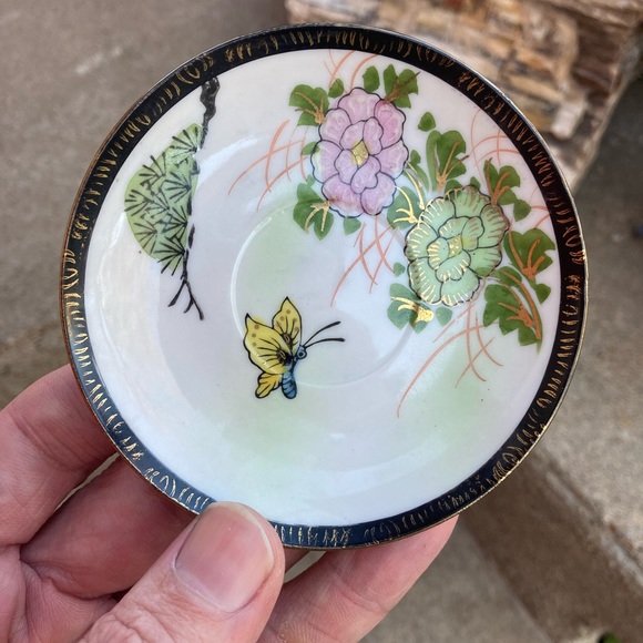 Vintage Made In Occupied Japan Mini Tea Sake Cup and Saucer Hand Painted (EXC) - Picture 4 of 14